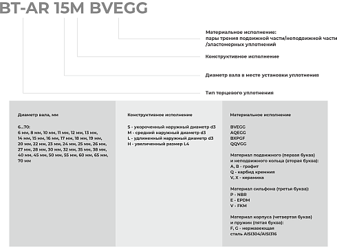 Торцевое уплотнение BT-AR 70 QQVGG в Тюмени фото